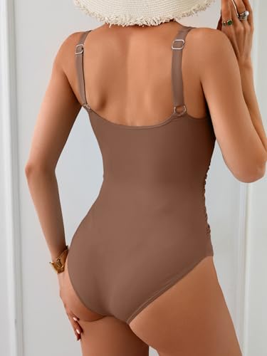 One Piece Lace Up Swimsuit for Women Tummy Control Slimming Bathing Suits Cut Out Push Up Swimwear2