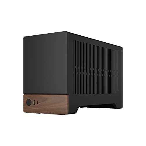 Fractal Design Terra Graphite, Wood Walnut Front Panel, Small Form Factor, mITX Gaming Case – PCIe 4.0 Riser Cable – USB Type,C, Anodized Aluminum Panels