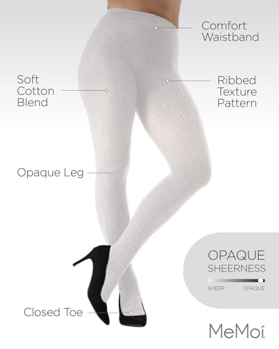 MeMoi Boston Ribbed Cotton Tights for Women, Cozy and Warm Durable Sweater Tights - Sizes Small to Queen 23