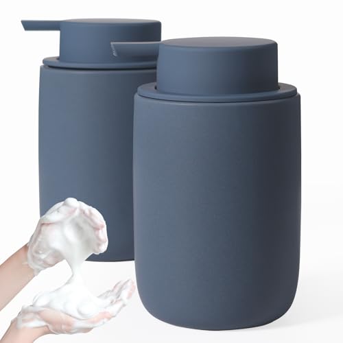 Autumnlife Soap Dispenser Set Foam, 2 Pieces Foam Soap Dispenser, Ceramic Soap Dispenser with Large Pump and Label