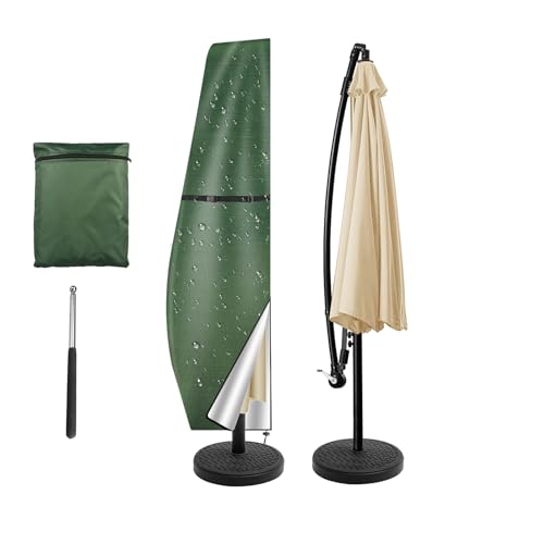 NAKIHOUSE Funda protectora para sombrilla, impermeable, resistente a los rayos UV, antiviento, para exteriores, 250 x 25/57/48 cm, color verde