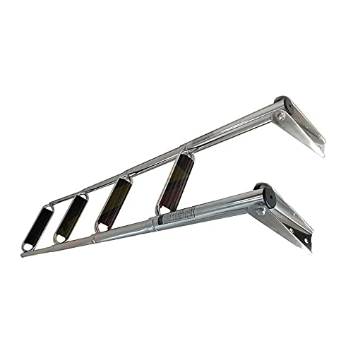 Escalera telescópica de 4 escalones para piscina, barco de pesca y puerto deportivo, escalera plegable de acero inoxidable, resistente a la corrosión, fácil de instalar
