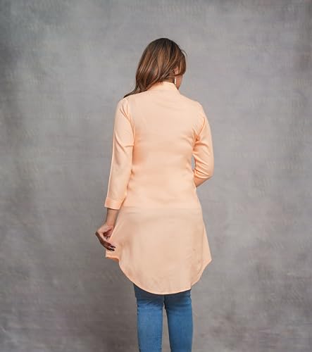 Image of Casual Full Sleeve Hand Embroidery Rayon Women's Long Shirt