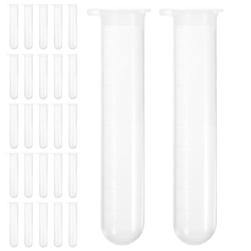 Cabilock 50pcs Scientific Test Tubes Plastic Storage Vials Lids Leakproof Compact for Lab Use