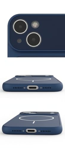 Image of Back Cover for iPhone 14 Case Soft Matte Glass Protective Camera Lens Plating with Magnetic for Magsafe Wireless Charging TPU Cover for iPhone 14 (Blue)