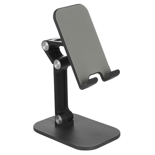 FUOYLOO Soporte para Teléfono y Tableta Ajustable de Silicona y Abs, Soporte de Escritorio Negro para Oficina y Hogar, Base Estable Antideslizante Compatible Móviles y Tablets