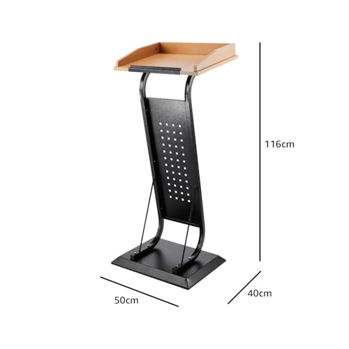 Image of Amazon Basics Lightweight Podium Lectern for Classroom, Office, Church & Events | CRCA Steel Frame with Beech Top | Sleek Modern Design | Easy Assembly | Black