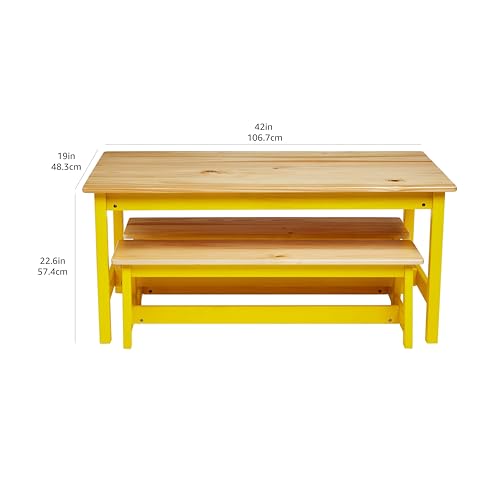 Image of Amazon Basics Indoor Kids Picnic Table and Bench Set, Natural Solid Pine Wood, Activity Table for Art, Craft, Reading, Learning