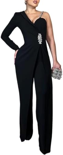 CHICME Women's One Piece Jumpsuit Asymmetrical Wide Leg Evening R...