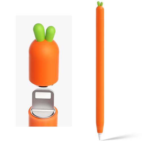 Image of ELETIUO Soft Silicone Sleeve Apple Pencil Case Compatible with Apple Pencil 1st Generation, Carrot Touch Screen Pen Protective Cover Accessories Compatible with iPad Pro 9.7 inch /10.5 inch /12.9 inch