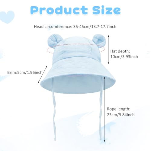 Image of SNOWIE SOFT Cap for Baby Girl 0-12 Months, Sun Hats for Baby Toddler Girls, Windproof Summer Hat with Chin Strap Bucket Hat Soft Newborn Baby Hats for Girls
