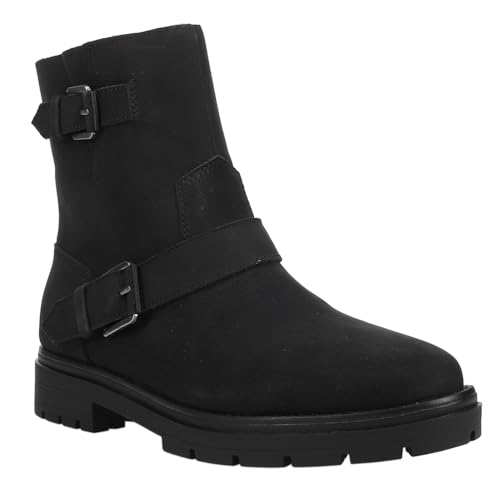 TOMS Womens Ionie Nubuck Leather Round Toe Zippered Motorcycle Casual Boots Ankle Low Heel 1-2" - Black2