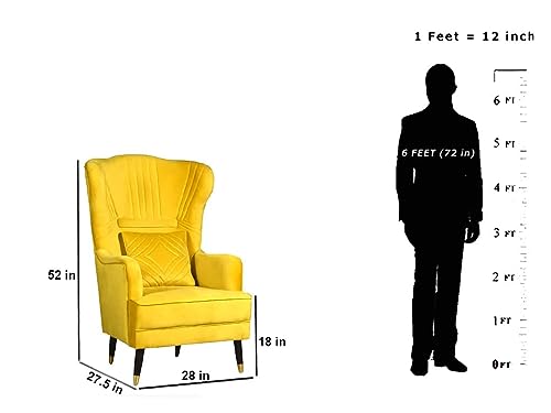 Image of Chair Armchair Single Sofa Chair for Small Apartments, Living Room or Bedroom Chair (New Yellow)