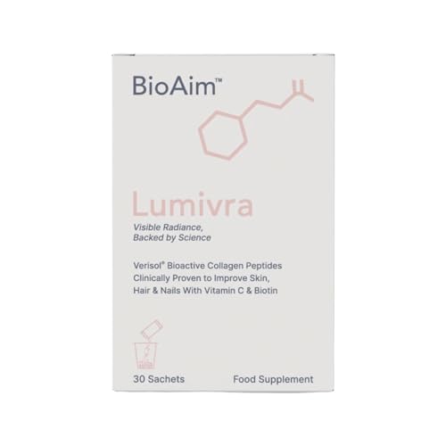 Bioaim Lumivra Collagen Powder With Vitamin C & Biotin | Verisol B Peptides, Collagen Supplements For Women & Men | Skin, Hair & Nail Support | Unflav