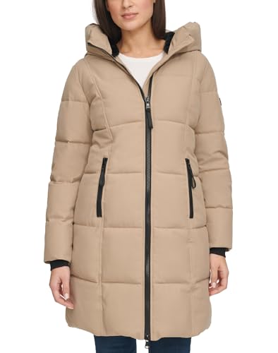 Calvin Klein Women's Hooded Oxford Puffer Jacket Coat (US, Alpha, Small, Regular, Regular, True Khaki)