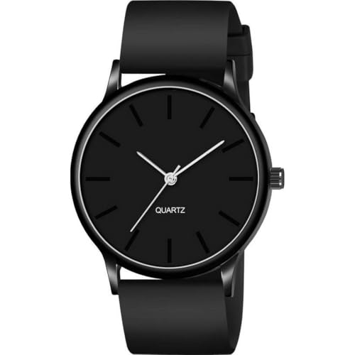Image of Minimalist Dial with Softest Silicone Strap Analog Wrist Watch for Men & Boys (Black)