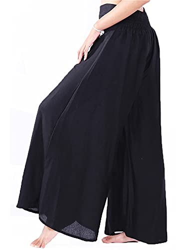 Lofbaz Femme Jambe Large Palazzo Pantalon Yoga Hippie Sarouel Fluide Pantalon - Unie Noir - S