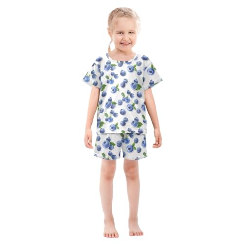 Blueberry Print Summer Cute Pajama Sets, Short Sets for Daily Wears and Sleep Wears3