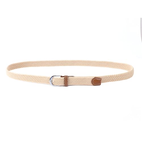 Braided Elastic Stretch Belt for Jeans and Pants Adjustable Waistband with Buckle without Hole Design Casual Wear