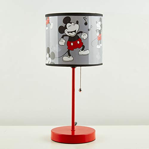 Image of Disney Mickey Mouse 90th Anniversary Stick Table Kids Lamp With Pull Chain, Themed Printed Decorative Shade