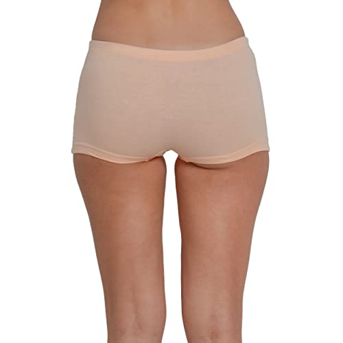 Image of EVA & JOY Women's Cotton Solid Mid-Rise Boyshort Panty Pink,Peach