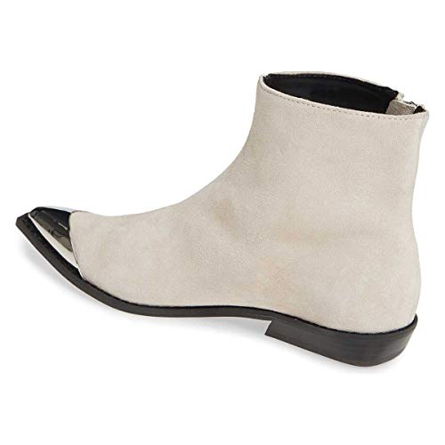 FSJ Women Comfy Western Flat Ankle Boots Low Heel Pointed Toe Side Zipper Booties Dress Daily Work Shoes Size 4-15 US3