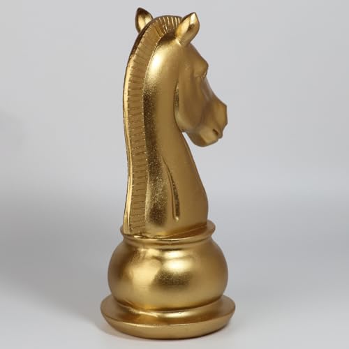 Estatua de ajedrez de resina dorada elegante miniatura 3