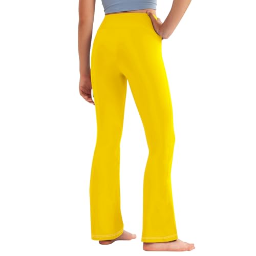Teen Girls School Preppy Yoga Leggings Kids Solid High Waist Yoga Pants Petite Flare Workout Pant Soft Dance Pants3