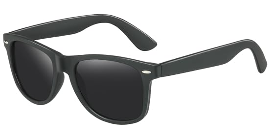 Occhsouo Gafas de sol polarizadas para hombre – Mujer Vintage Marco ligero Protección UV400 Protección CAT 3 CE Negro Gafas de Sunglasses Men Retro Sport Gafas de Sol V39, Black103