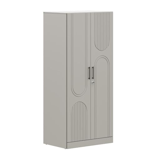 Image of Wakefit Wardrobe for Bedroom | 3 Yr Warranty | Cupboard for Bedroom, Almirah, Wooden Wardrobe, Comes with LED light, Multi-Shelves, Drawer & Hanger, Density:680-750 kg /m, Free Installation(Tyrian-LG)