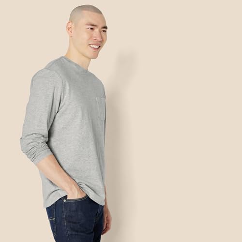 Image of Amazon Essentials Men's Regular-Fit Crewneck Long-Sleeve T-Shirt, Casual Cotton Jersey