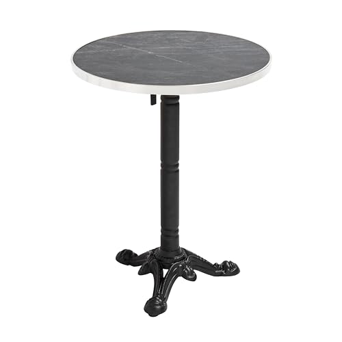 Oviala Mesa alta redonda 60 cm reclinable mármol blanco/dorado y pie negro