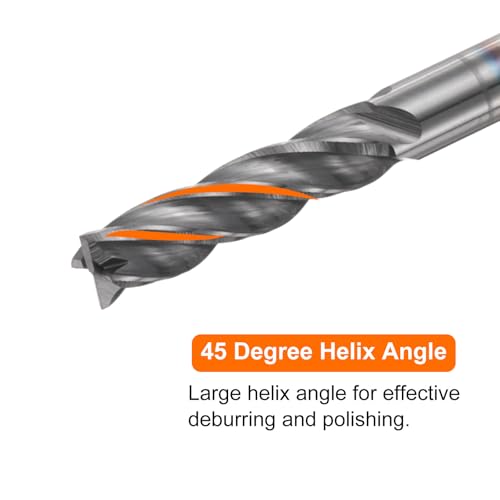Image of HARFINGTON Carbide Square Nose End Mill Bit 1 /8 inch Cut Dia 4 Flutes TiAlN Coated Milling Cutter for Hardened Steel Metal (1 /8 inch Shank 1 /2 inch Cut Length 1-1 /2 inch Long 45 Degree Helix)