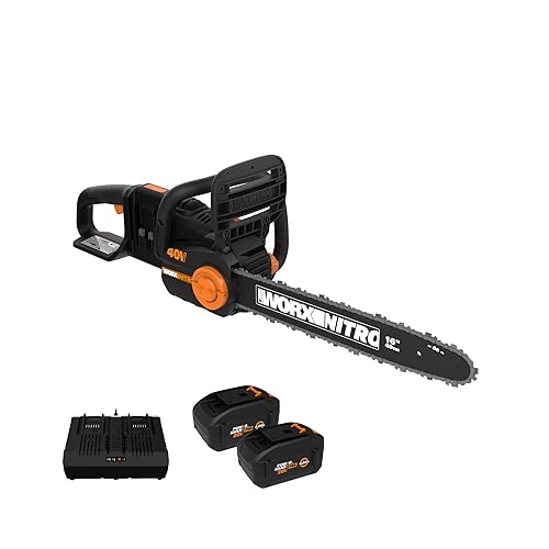 Worx Nitro 40V 16´´ Cordless Chainsaw WG385 Power Share Battery Chainsaw 59 ft/s Chain Speed Dual Safety Protection, Electric Chainsaw Cordless – 2 Batteries & Charger Included