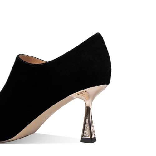 TinaCus Women's Pointed Toe Embossed Leather & Suede Leather Handmade Side Zipper Stiletto Heels Trendy Pumps Shoes4