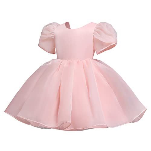 Kids Girls Puff Sleeve Dress Party Princess Dress 2~8 Years Short Sleeve Summer Backless Puffy Dresses Pageant4