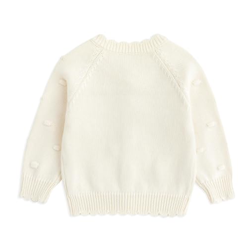 Simplee kids Baby Girl Knit Cardigan Sweater Cream Cotton Autumn Coat2