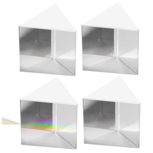 DECOMELODY 4 Pcs School Light Prism Triangular Physics Prism for Teaching Photography Lab Experiments Compact Easy to Store