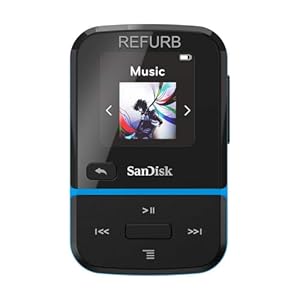 SanDisk 16GB Clip Sport Go MP3 Player, Blue – LED Screen and FM Radio – SDMX30-016G-G46B (Renewed)