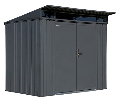 Sojag 8' x 5' Denali Outdoor Lockable Steel Storage Building with Windows, Anthracite -  Arrow, SJDEN85