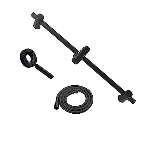 Barre de douche murale avec support mobile noir mat et douchette à main - 2