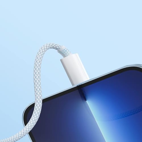 Image of Braided 27W USB-C to Compatible with Lightning Fast Charging Cable Compatible for iPhone 14, 13, 12,11, X, 8, 7, 6, 5, iPad Air, Pro, Mini, iPad White Color