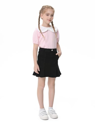 Image of 2026 Girl's Denim Skirts Elastic Waist Pleated Toddler Girls Jean Skirt Size 3-12