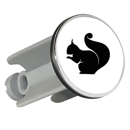 Huuraa Waschbeckenstöpsel Eichhörnchen Silhouette 4cm höhenverstellbar Abflussstopfen Geschenkidee