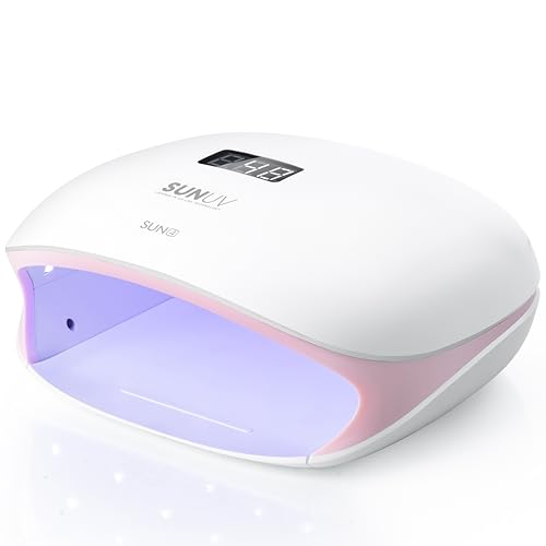 SUNUV Lampe à Ongles UV LED pour Vernis Gel, avec 4 Réglages de Minuterie, Sèche-Ongles avec Affichage LED à Capteur Automatique et Base Amovible, SUN4S Rose