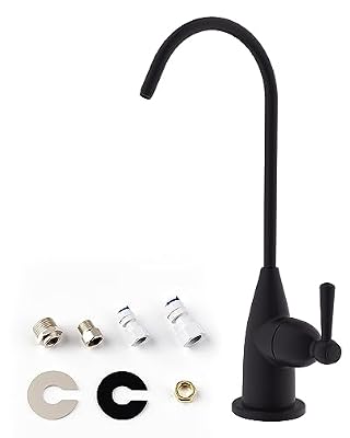 Drinking Water Faucet for Bar Kitchen Sink, Hibbent Lead-Free Water Filter Faucet Stainless Steel Reverse Osmosis Faucet RO Faucet for Under Sink Water Filtration System Matte Black Finish