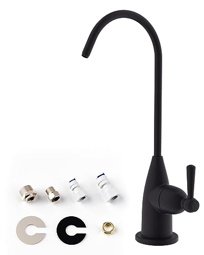 Image of Hibbent Drinking Water Faucet for Bar and Kitchen Sink, Stainless Steel Reverse Osmosis RO Faucet for Under-Sink Filtration System, Matte Black Finish