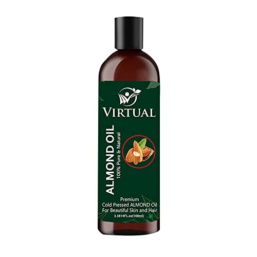 Image of VIRTUAL 100% Pure Almond Hair Oil For Hair, Skin Care, Moisturising Dry Skin Cold Pressed Oil With No Mineral (100ml)