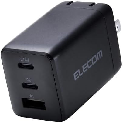 （08:00時点） エレコム 充電器 合計65W 3ポート Type-C USB-A USB PD対応 スイング式プラグ採用 ブラック EC-AC10367BK