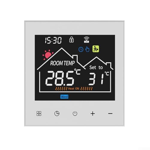 SMZhomeone Controlador inteligente de temperatura WiFi con pantalla LCD, control de aplicación inteligente para sistemas eléctricos y de calefacción de agua, construcción ABS para una gestión